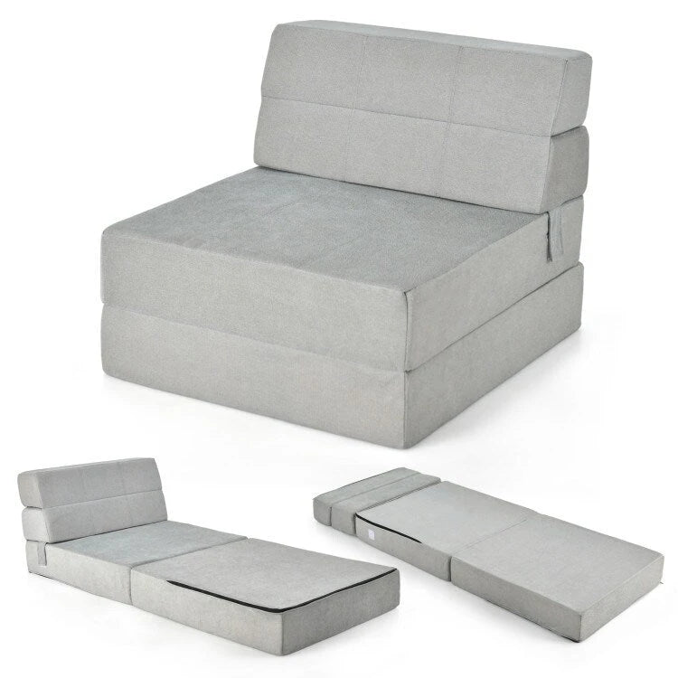 Tri-Fold Folding Chair Convertible Sleeper Bed - 75 x 28 x 6