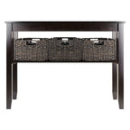 Espresso 2 Tier Entryway Hall Console Table with 3 Storage Baskets - 40W x 18D x 30H