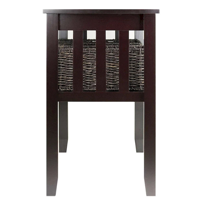 Espresso 2 Tier Entryway Hall Console Table with 3 Storage Baskets - 40W x 18D x 30H