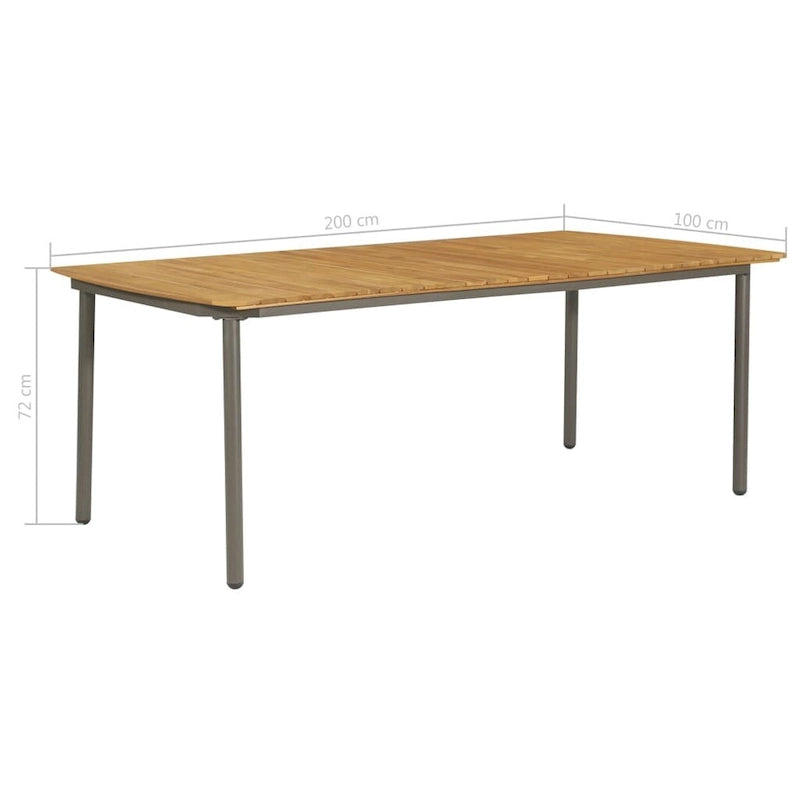 vidaXL Patio Table Garden Outdoor Dining Table Solid Acacia Wood and Steel