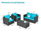 Costway 8PCS Patio Rattan Cushioned Sofa Chair Coffee Table Turquoise - See Details