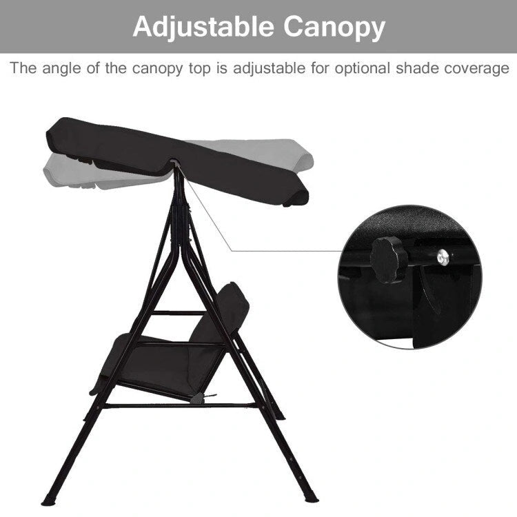 2 Person Weather Resistant Canopy Swing for Porch Garden Backyard Lawn - 55.0 x 43.5 x 60.5 (L x W x H)