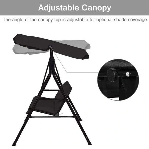 2 Person Weather Resistant Canopy Swing for Porch Garden Backyard Lawn - 55.0 x 43.5 x 60.5 (L x W x H)