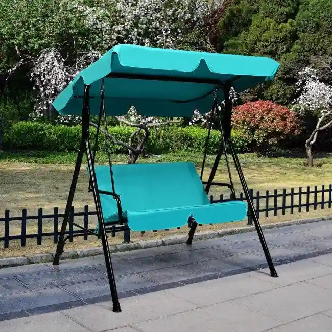 2 Person Weather Resistant Canopy Swing for Porch Garden Backyard Lawn - 55.0 x 43.5 x 60.5 (L x W x H)