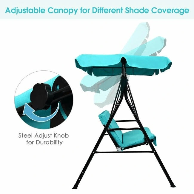 2 Person Weather Resistant Canopy Swing for Porch Garden Backyard Lawn - 55.0 x 43.5 x 60.5 (L x W x H)