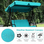 2 Person Weather Resistant Canopy Swing for Porch Garden Backyard Lawn - 55.0 x 43.5 x 60.5 (L x W x H)
