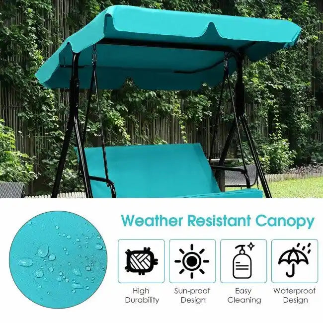 2 Person Weather Resistant Canopy Swing for Porch Garden Backyard Lawn - 55.0 x 43.5 x 60.5 (L x W x H)
