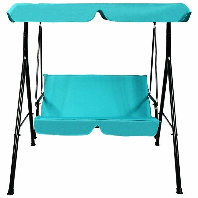 2 Person Weather Resistant Canopy Swing for Porch Garden Backyard Lawn - 55.0 x 43.5 x 60.5 (L x W x H)