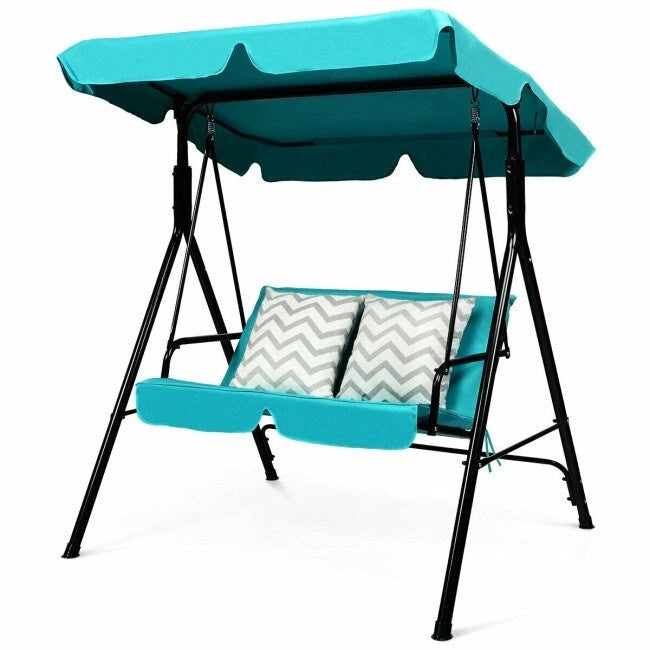 2 Person Weather Resistant Canopy Swing for Porch Garden Backyard Lawn - 55.0 x 43.5 x 60.5 (L x W x H)