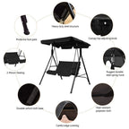 2 Person Weather Resistant Canopy Swing for Porch Garden Backyard Lawn - 55.0 x 43.5 x 60.5 (L x W x H)
