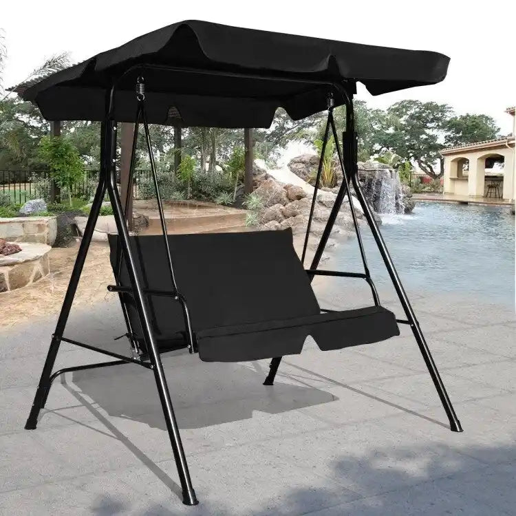 2 Person Weather Resistant Canopy Swing for Porch Garden Backyard Lawn - 55.0 x 43.5 x 60.5 (L x W x H)