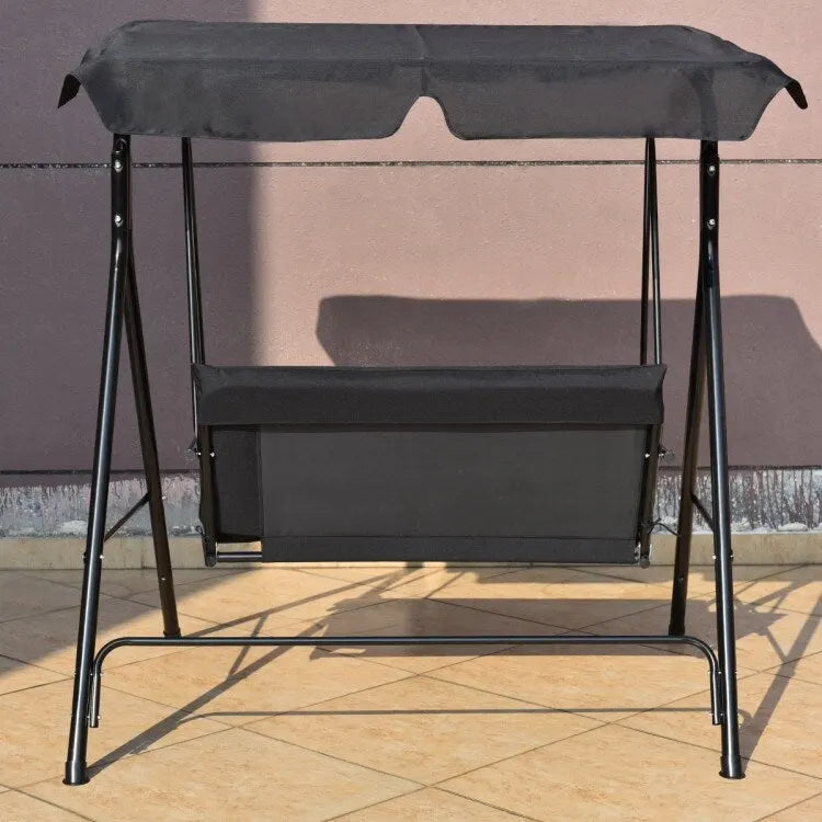 2 Person Weather Resistant Canopy Swing for Porch Garden Backyard Lawn - 55.0 x 43.5 x 60.5 (L x W x H)