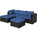 5 Pcs Patio Rattan Sofa Set with Cushion and Ottoman - 29.5 x 29.5 x 25 (L x W x H)