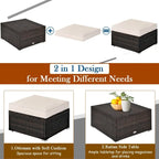 5 Pcs Patio Rattan Sofa Set with Cushion and Ottoman - 29.5 x 29.5 x 25 (L x W x H)