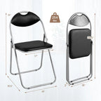 Black Portable Folding Dining Chairs Set with Carrying Handles and U-Shaped Metal Base