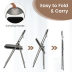 Black Portable Folding Dining Chairs Set with Carrying Handles and U-Shaped Metal Base