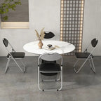 Black Portable Folding Dining Chairs Set with Carrying Handles and U-Shaped Metal Base