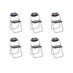 Black Portable Folding Dining Chairs Set with Carrying Handles and U-Shaped Metal Base