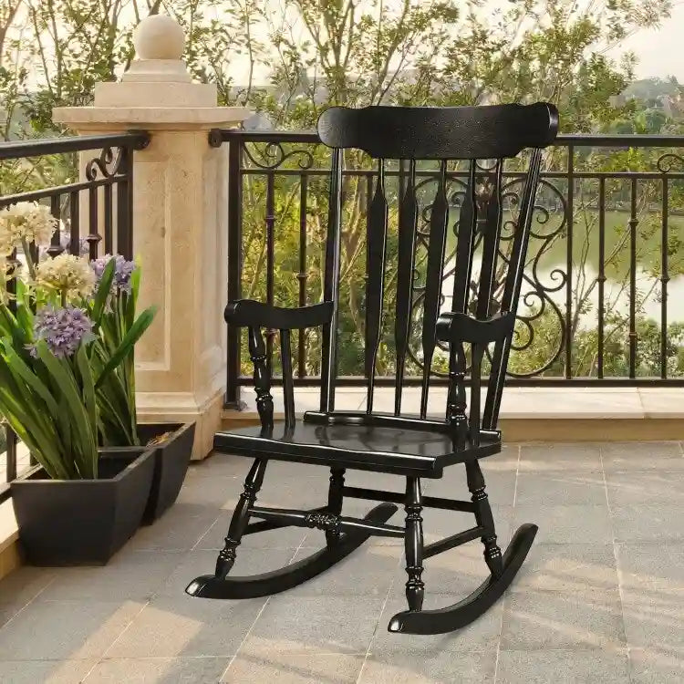 Rocking Chair with Solid Wooden Frame for Garden and Patio - 25.5 x 32.5 x 46.5(L x W x H)