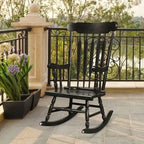 Rocking Chair with Solid Wooden Frame for Garden and Patio - 25.5 x 32.5 x 46.5(L x W x H)