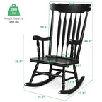 Rocking Chair with Solid Wooden Frame for Garden and Patio - 25.5 x 32.5 x 46.5(L x W x H)