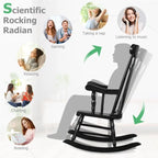 Rocking Chair with Solid Wooden Frame for Garden and Patio - 25.5 x 32.5 x 46.5(L x W x H)