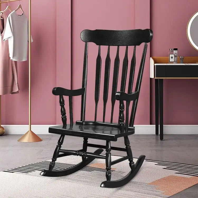 Rocking Chair with Solid Wooden Frame for Garden and Patio - 25.5 x 32.5 x 46.5(L x W x H)