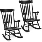 Rocking Chair with Solid Wooden Frame for Garden and Patio - 25.5 x 32.5 x 46.5(L x W x H)