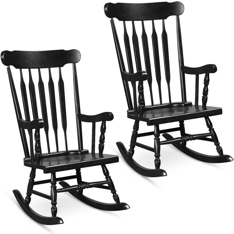 Rocking Chair with Solid Wooden Frame for Garden and Patio - 25.5 x 32.5 x 46.5(L x W x H)