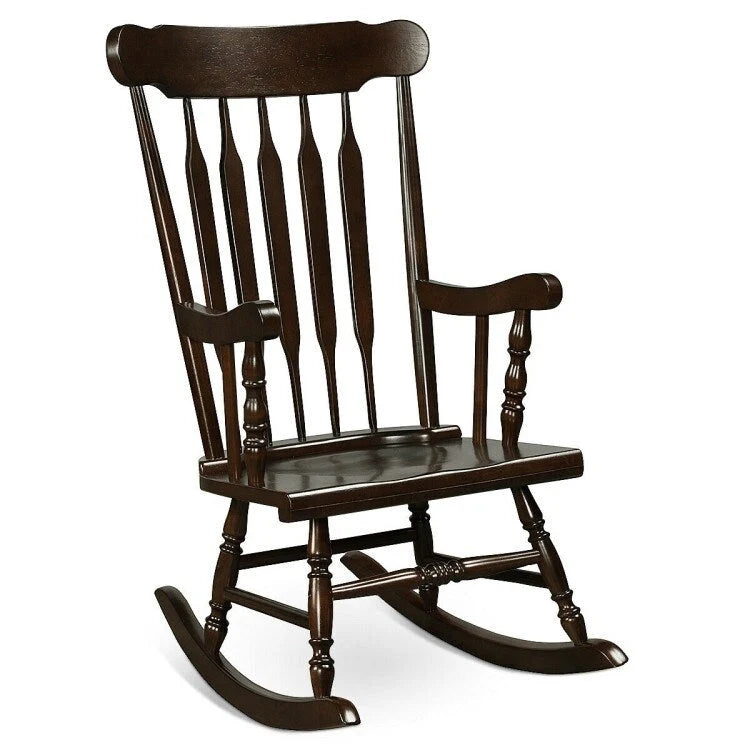 Rocking Chair with Solid Wooden Frame for Garden and Patio - 25.5 x 32.5 x 46.5(L x W x H)