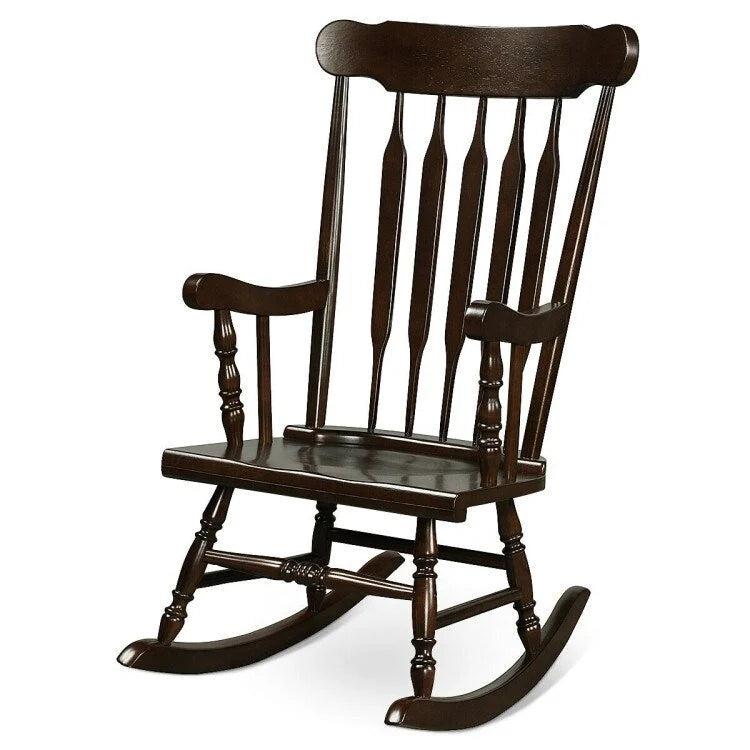 Rocking Chair with Solid Wooden Frame for Garden and Patio - 25.5 x 32.5 x 46.5(L x W x H)