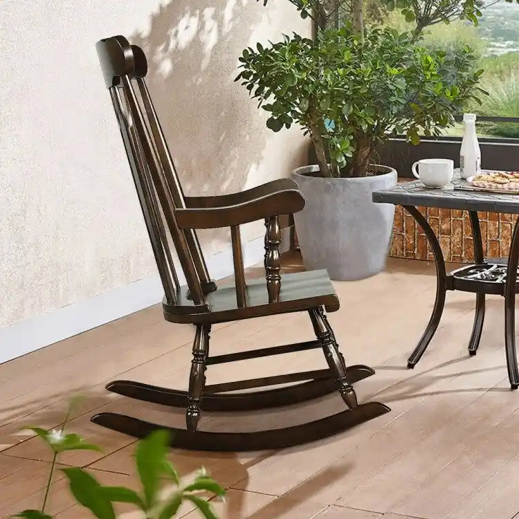 Rocking Chair with Solid Wooden Frame for Garden and Patio - 25.5 x 32.5 x 46.5(L x W x H)