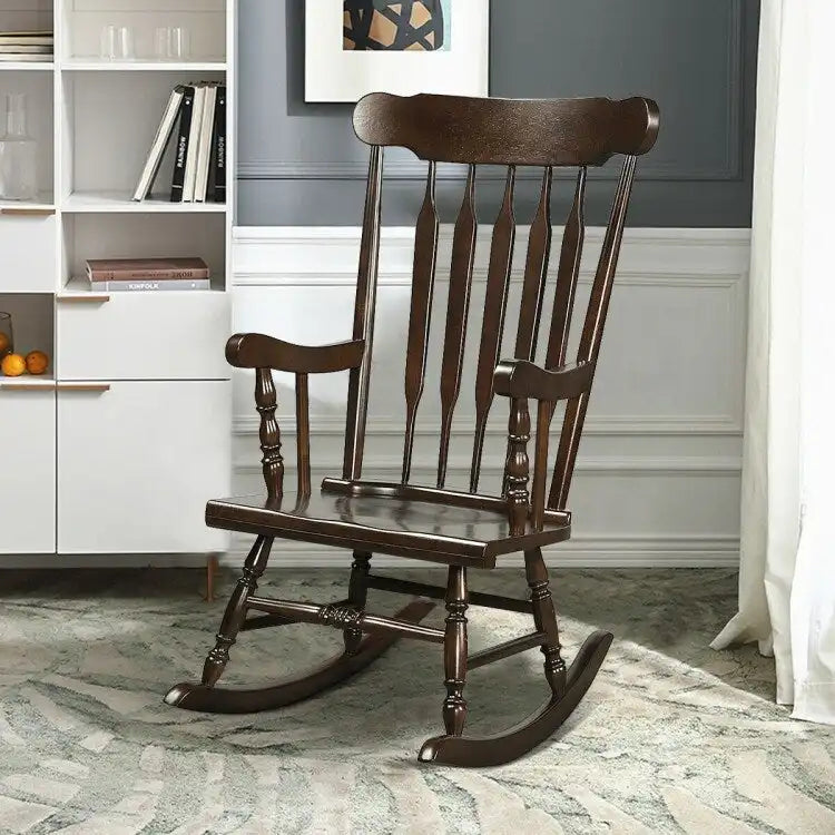 Rocking Chair with Solid Wooden Frame for Garden and Patio - 25.5 x 32.5 x 46.5(L x W x H)