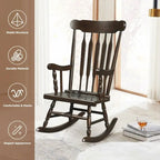 Rocking Chair with Solid Wooden Frame for Garden and Patio - 25.5 x 32.5 x 46.5(L x W x H)