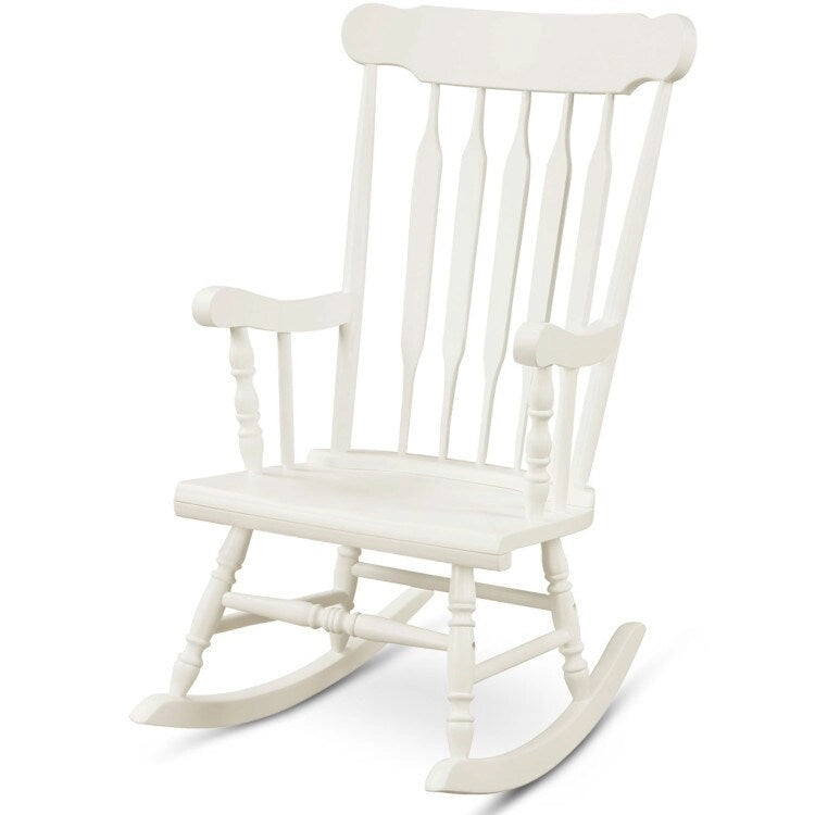 Rocking Chair with Solid Wooden Frame for Garden and Patio - 25.5 x 32.5 x 46.5(L x W x H)