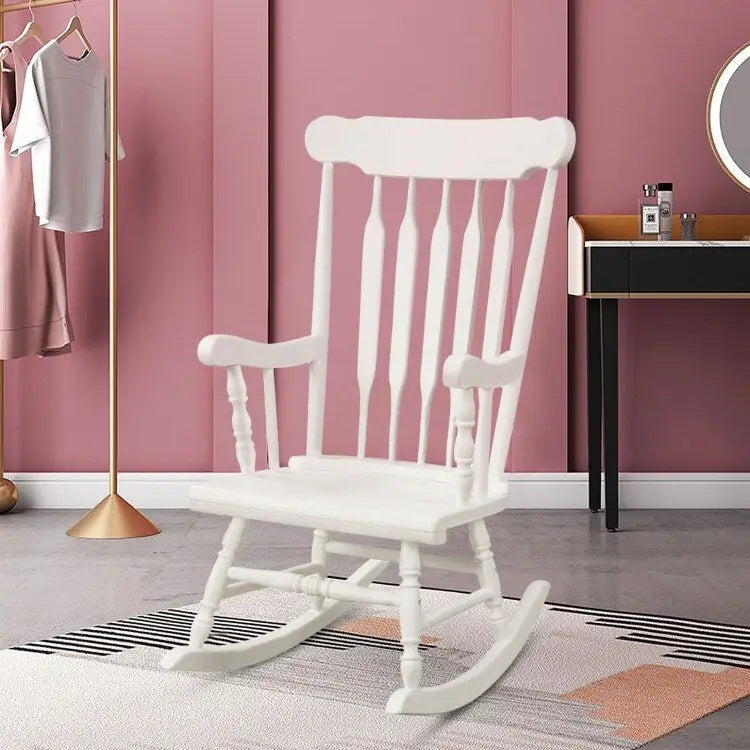 Rocking Chair with Solid Wooden Frame for Garden and Patio - 25.5 x 32.5 x 46.5(L x W x H)
