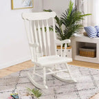 Rocking Chair with Solid Wooden Frame for Garden and Patio - 25.5 x 32.5 x 46.5(L x W x H)