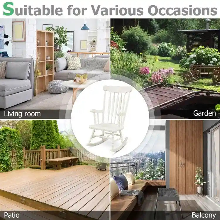 Rocking Chair with Solid Wooden Frame for Garden and Patio - 25.5 x 32.5 x 46.5(L x W x H)