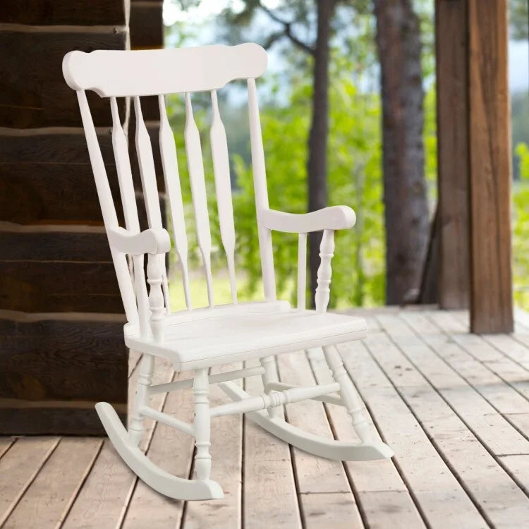 Rocking Chair with Solid Wooden Frame for Garden and Patio - 25.5 x 32.5 x 46.5(L x W x H)