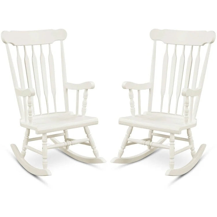Rocking Chair with Solid Wooden Frame for Garden and Patio - 25.5 x 32.5 x 46.5(L x W x H)