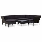 vidaXL Patio Furniture Set 8 Piece Sectional Sofa with Coffee Table Rattan - 23.6 x 23.6 x 13.8