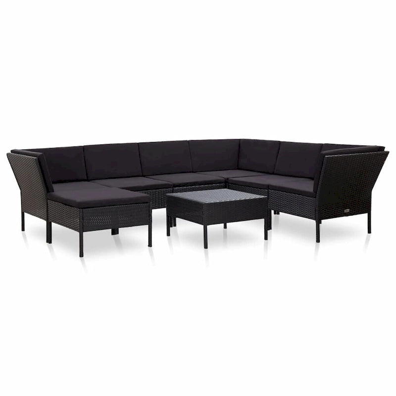 vidaXL Patio Furniture Set 8 Piece Sectional Sofa with Coffee Table Rattan - 23.6 x 23.6 x 13.8