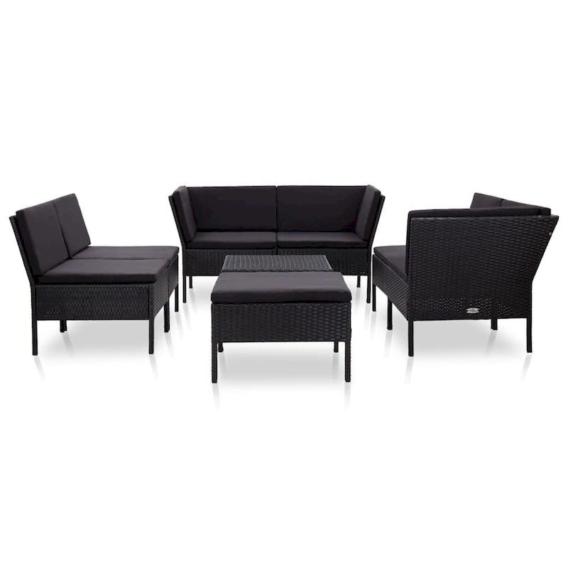 vidaXL Patio Furniture Set 8 Piece Sectional Sofa with Coffee Table Rattan - 23.6 x 23.6 x 13.8