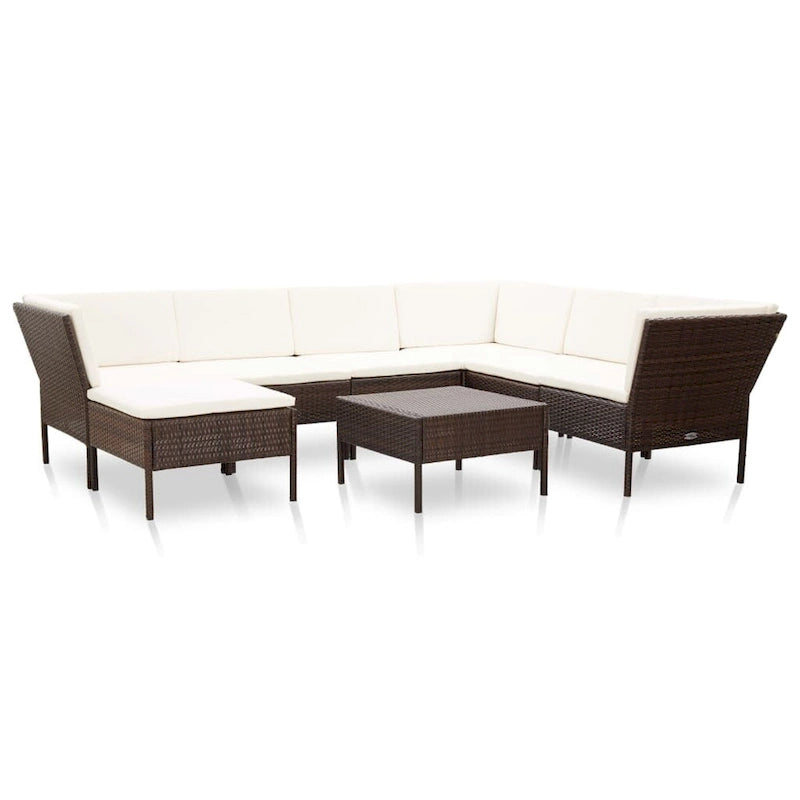 vidaXL Patio Furniture Set 8 Piece Sectional Sofa with Coffee Table Rattan - 23.6 x 23.6 x 13.8