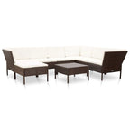 vidaXL Patio Furniture Set 8 Piece Sectional Sofa with Coffee Table Rattan - 23.6 x 23.6 x 13.8