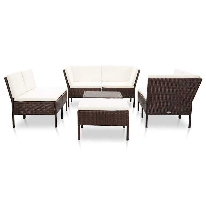 vidaXL Patio Furniture Set 8 Piece Sectional Sofa with Coffee Table Rattan - 23.6 x 23.6 x 13.8