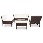 vidaXL Patio Furniture Set 8 Piece Sectional Sofa with Coffee Table Rattan - 23.6 x 23.6 x 13.8