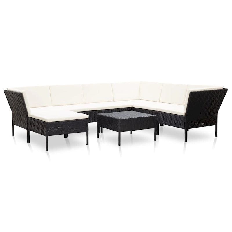 vidaXL Patio Furniture Set 8 Piece Sectional Sofa with Coffee Table Rattan - 23.6 x 23.6 x 13.8