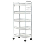 5 Tier Mesh Rolling File Utility Cart Storage Basket - 17 x 10 x 41 (L x W x H)