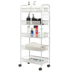 5 Tier Mesh Rolling File Utility Cart Storage Basket - 17 x 10 x 41 (L x W x H)
